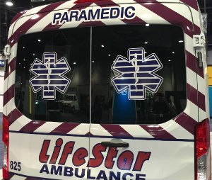 Rear doors of a Ford Transit van/ambulance