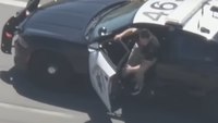 Video: Man steals CHP cruiser, jumps out on highway during pursuit