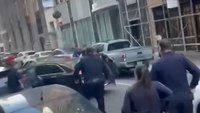 Video: NYPD officer struck as driver flees traffic stop, jumps sidewalk