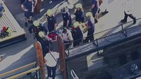 Technical rescue work required to remove injured sailor from USS Constitution