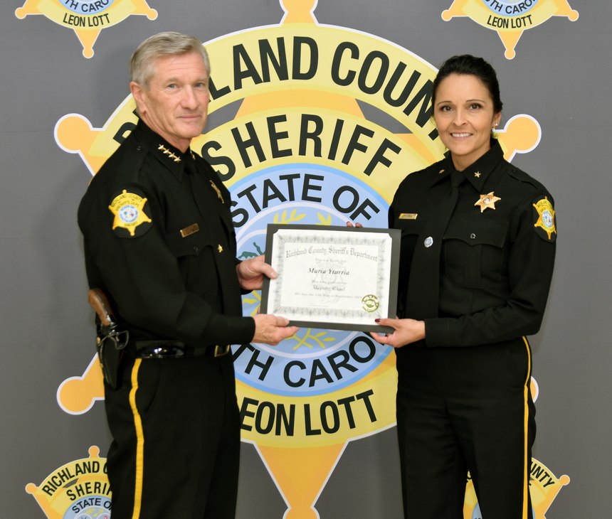 Richland County Sheriff Leon Lott pictured with Deputy Chief Maria Yturria.