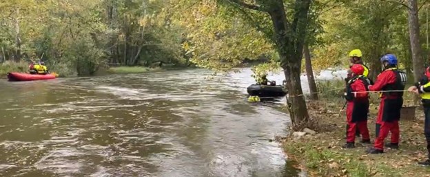 If deploying a two-point tether, then you will need to send enough personnel over initially to offload at least two rescuers to establish the far side or “control” side of the bank.