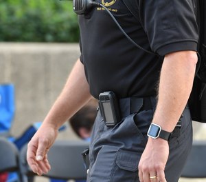 The AccuRad personal radiation detector can be worn discreetly by law enforcement to detect potential radiation threats.