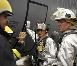 In addition to responding on Air Force bases, specialists assist civilian fire departments when needed. (Photo/U.S. Department of Defense)