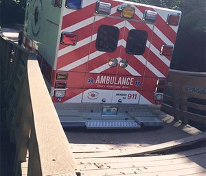 No one was hurt in the partial bridge collapse. (Photo/St. Charles County Ambulance District)