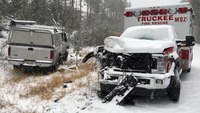 Calif. ambulance struck amid several crashes on snowy roads