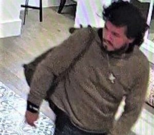 This image taken from a surveillance camera and provided by the San Luis Obispo County Sheriff's Office seeking the public's assistance in finding a suspect believed to be responsible for a shooting that took place in Paso Robles, Calif. in the morning on Wednesday, June 10, 2020. (San Luis Obispo County Sheriff's Office via AP)