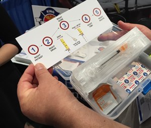 The King County EMS epinephrine injection kit. (Photo by Greg Friese) 
