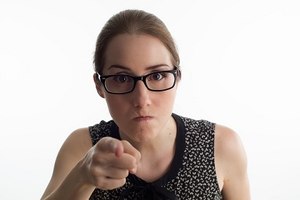 Angry customer pointing finger