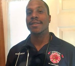 Paramedic Anthony Jackson, who was shot and killed in 2017, dreamed of becoming a firefighter. A fire academy scholarship in his honor was presented Wednesday by his mother Janice to Kenneth Brown Jr., who will attend St. Louis County Fire Academy. (Photo/GoFundMe)