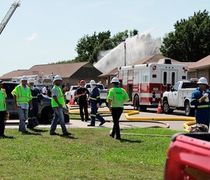 Capt. Greg Delozier was among five people injured in an explosion after a natural gas pipeline ruptured. (Photo/AP)