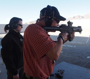 This is a semi-automatic 30-round air rifle that fires .177 pellets up to 750 fps.