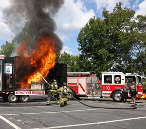 Atlanta Fire Department firefighters with Company 10 out of Grant Park put out of a live burn without sprinkler protection on the Georgia Tech campus.
