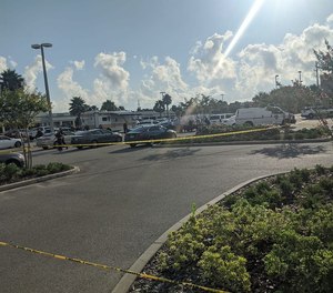 The parking lot and crime scene where an Atlantic Beach police officer was beaten unconscious July 16, 2020.