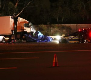 Four Australian police officers were killed Wednesday night when a refrigerated truck plowed through the scene of a traffic stop.