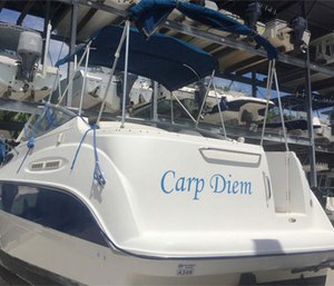 The 24-foot luxury boat has to be modified for rescue use. (Photo/Glynn County Emergency Management/ Homeland Security Agency)