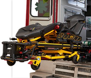 Using a powered cot, like Stryker’s Power-PRO XT, can help significantly reduce spinal loading and exertion during patient transport, reducing the likelihood of provider injury. (photo/Stryker)