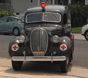 The 1938 Ford ambulance makes its last drive before heading to the Henry Ford Museum in Dearborn, Mich.