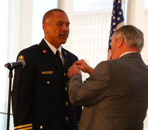 Orlando Fire Chief Benjamin M. Barksdale Jr. (left) was sworn in Monday and said his vision is to have a "diverse and inclusive" fire department. (Photo/Orlando Fire Department Facebook)