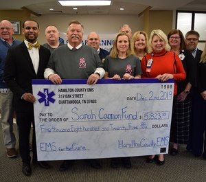 Hamilton County EMS presented a check to the Sarah Cannon Cancer Center in the amount of $5,823.00. (Photo/Hamilton County EMS)