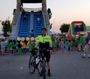 IPMBA member and California POST Bike Patrol Instructor Clint Sandusky – who honorably retired from the Riverside Community College District Police Department – continues to work bike patrol for his church. Sandusky is pictured at the Summer Bible Blast event at my church. (Photo/Clint Sandusky)