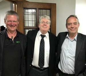 Gary Strong, National CPD Lead for the UK College of Paramedics; Prof. Brian Maguire; and Prof. Andy Newton; at a College of Paramedics presentation in London. (Photo/Courtesy of Brian Maguire)
