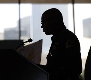 Dallas police chief David Brown talks with the media during a news conference, Friday, July 8, 2016, in Dallas.