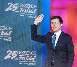 Democratic presidential candidate and South Bend, Ind. Mayor Pete Buttigieg speaks at the 2019 Essence Festival at the Ernest N. Morial Convention Center on Sunday, July 7, 2019, in New Orleans. (Photo by Amy Harris/Invision/AP)