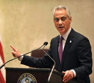 In this Dec. 9, 2015 file photo, Chicago Mayor Rahm Emanuel speaks during a special City Council meeting that he called to discuss a police abuse scandal, in Chicago. (AP Photo/Paul Beaty, File)