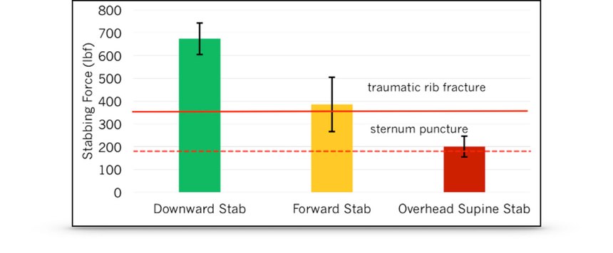 Focus was placed on the impact on the sternum and on another stab that caused a rib fracture.
