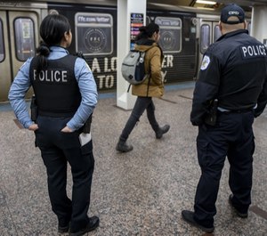 Chicago police patrol the CTA Red Line subway platform at the Jackson station on March 5, 2020. (Photo/TNS)