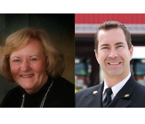 Chiefs Mary Beth Michos (left) and Chris Barron (right) give advice on what it takes to become Fire Chief of the Year.