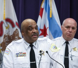 Chicago Police Superintendent Eddie Johnson speaks at a news conference Monday, June 3, 2019, in Chicago. (AP Photo/Teresa Crawford)