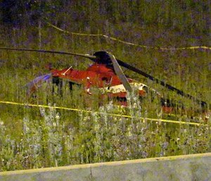 The three crew members on board were injured in the July 7 crash, as the helicopter landed upright along Interstate 57 near its junction with I-94. (Chicago Fire Department)