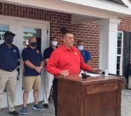 This screenshot from a Facebook Live video shows Augusta Professional Firefighters Association President Mike Tomaszewski speaking at a news conference last week. Tomaszewski and union officials published audio this week that appears to show a shift commander telling firefighters they cannot leave work to get tested for COVID-19, even if they have symptoms.