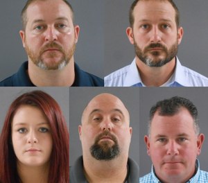 Five people were arrested and charged in relation to an alleged scheme to take over and steal from the Patriot Volunteer Fire Department, which has not been in operation since 2017. Clockwise from top left: Christopher See, Christopher Miller, Lewis Fritter, Jacob Parker and Caitlyn Staat. (Photo/Indiana State Police)