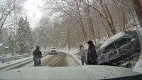Video: Dashcam captures close call at Pa. crash scene