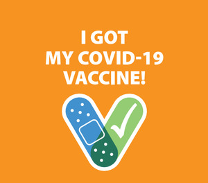 The CDC's COVID-19 vaccine communications toolkit includes printable stickers to give to those who have gotten the vaccine.