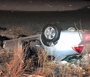 The overturned vehicle. (Photo/Cicero Police Department)