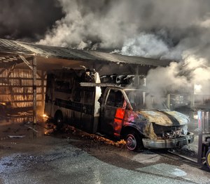One ambulance was destroyed, another damaged, during a Tuesday morning fire at Olympic Ambulance in Washington.
