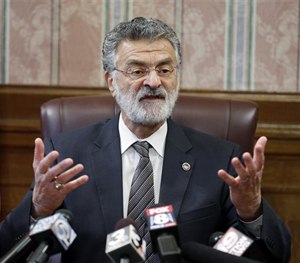 Cleveland Mayor Frank Jackson discusses a U.S. Justice Department report on the city's police department during a news conference in Cleveland Thursday, Dec. 11, 2014.
