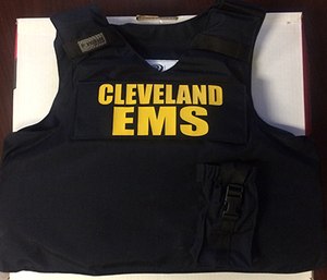 A ballistic vest used by Cleveland EMS employees.