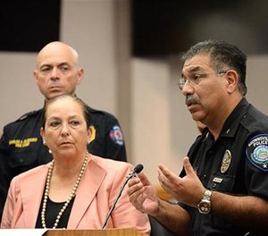Police chief Orlando Rodriguez addresses the media, Tuesday, Oct. 4, 2016, in Brownsville, Texas.