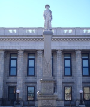 The Confederate monument in front of the Alamance County Courthouse in Graham, N.C., has been the site of numerous demonstrations over the years. Image: docsouth.unc.edu