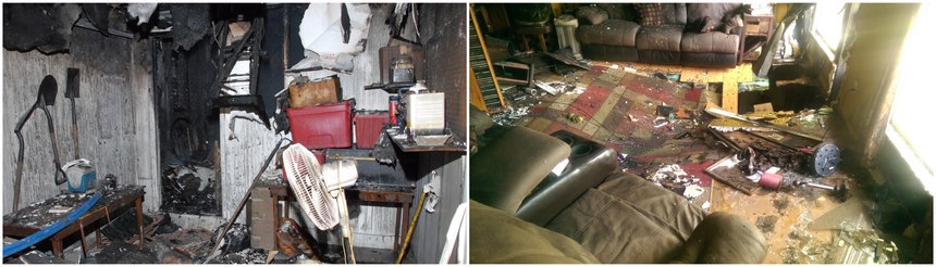 We began knocking down the fire in the living room through the kitchen. I leaned a little bit to get a view of the hallway when the floor suddenly opened, plunging me into the basement.