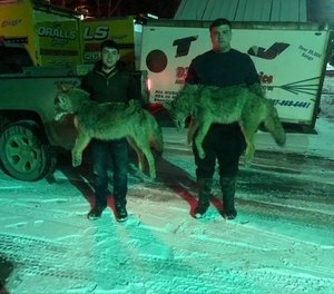 This photo shows participants in the Hancock Fire Department's coyote hunting event last year. This year's tournament has been canceled following international backlash and an online petition that garnered more than 20,000 supporters. (Photo/Hancock Volunteer Fire Department-Official Facebook)