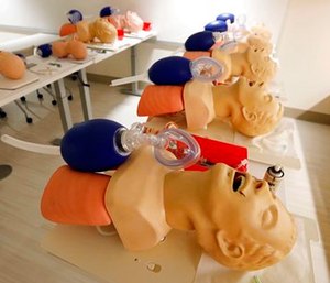 Mannequins are arranged to train CPR to incoming medical students in Jackson, Miss. (AP Photo/Rogelio V. Solis)