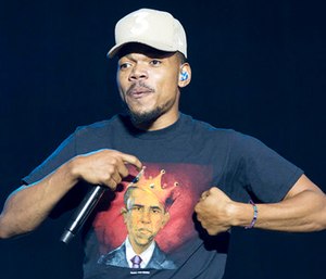 Chance the Rapper performs on stage at the Wireless Festival in Finsbury Park, London. (Photo by Joel Ryan/Invision/AP)