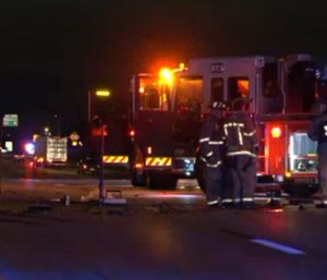 Firefighters shown responding to the scene of a crash involving a suspected drunk driver and a fire truck. (Photo/CBS Dallas)