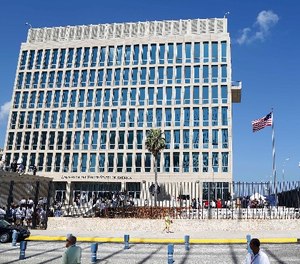 In this Aug. 14, 2015, file photo, a U.S. flag flies at the U.S. embassy in Havana, Cuba.